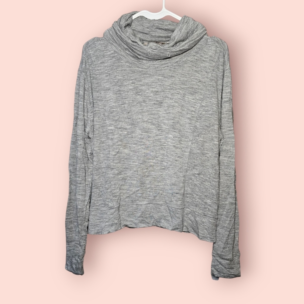 Athleta Cowl neck Sweatshirt Gray Medi Drapey Cozy Modal Pullover Comfy Relaxed